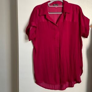 Vince Camuto magenta collared blouse